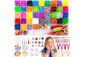 Reaeon Loom Bracelet Kit, Rubber Band Bracelet Making Kit, Rubber Bands Set, 40 Colors Rubber Band Bracelet Kit, Colorful Rubber Bands, Rubberband Kit Kids Boys Girls Weaving DIY Crafting (Large)