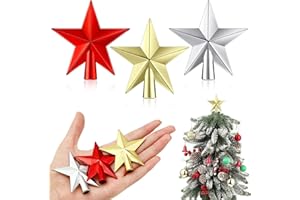 Hanaive 3 Pcs Mini Christmas Tree Topper Small Star Christmas Treetop Ornaments for Mini Tree Holiday Decorative Star for Xmas Home Decor(Multicolor,2.36 Inch)