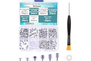 Zmbroll 200Pcs M.2 SSD Mounting Screws Silver Laptop Screws m.2 Standoff and Screw M2 Motherboard Standoffs Notebook Computer Screw Set with Screwdriver for Asus Gigabyte MSI Motherboards