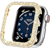 Mosonio Metal Case Cover Compatible with Apple Watch S11 S10 46mm, Full Bling Metal Watch Frame for Women, Shiny and Durable Protective Case Cover for iwatch Series 11 10(Gold,46mm)