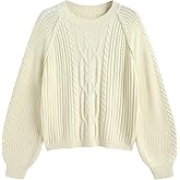 ZAFUL Women's Cable Knit Sweaters Long Sleeve Loose Casual Pullover Ribbed Tops