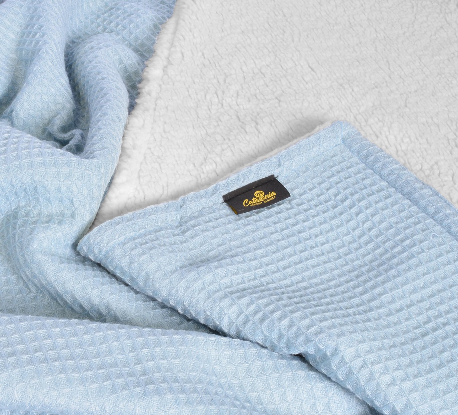 Super Soft Sherpa Throws,Reversible Cozy Waffle Pattern Knitted Blanket and Throw for Couch Bed 50\