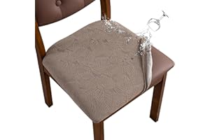 YUEANG Waterproof Seat Cover for Dining Room Chair Seat Covers Washable Kitchen Chair Seat Slipcovers Protector (Taupe, 4 PCS)
