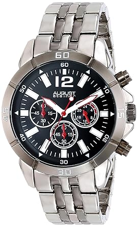 August Steiner Mens AS8111SSB Chronograph Silver-tone and Black Bracelet Watch