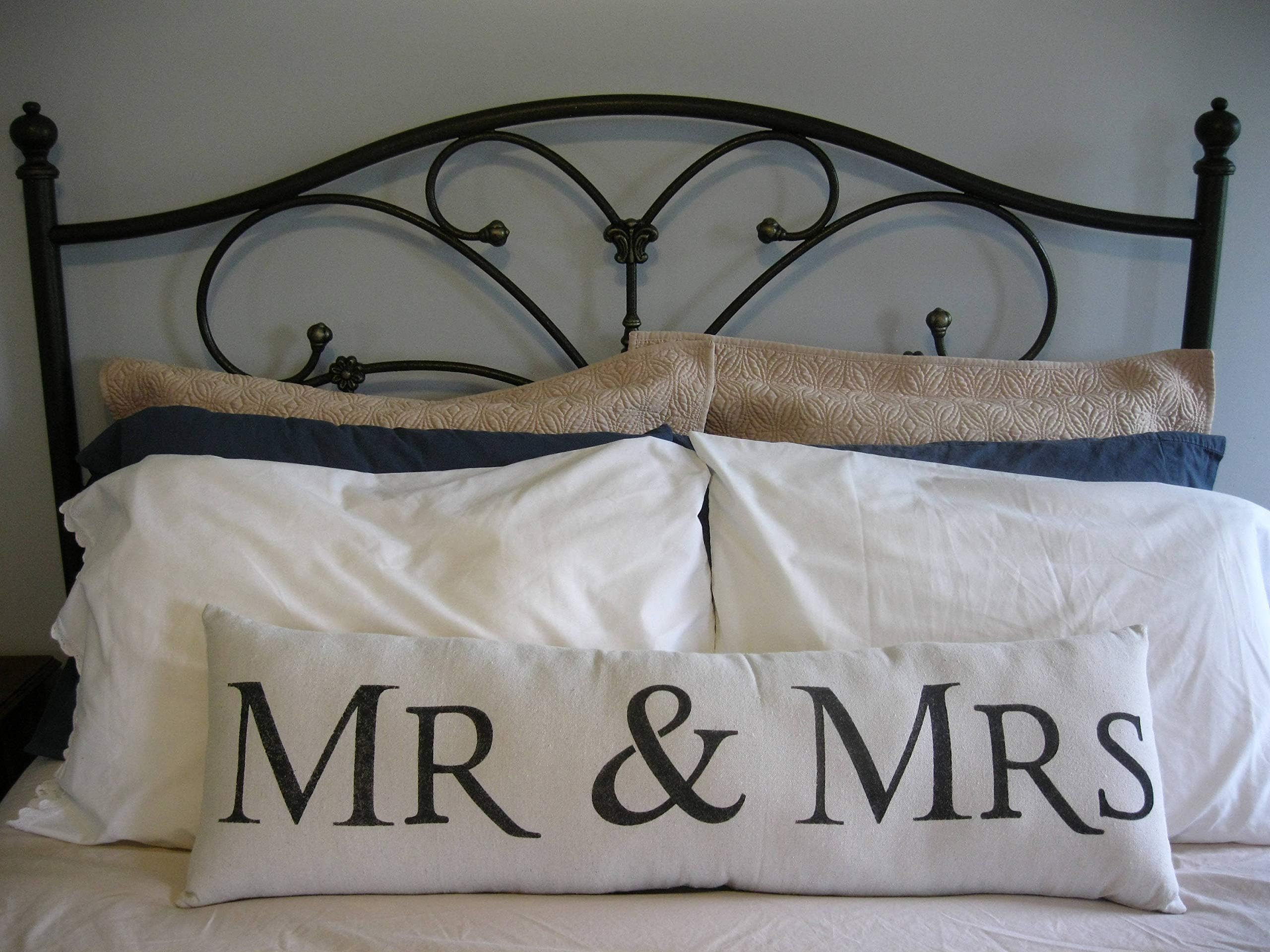 Pillowcase Cushion Cover Mr Mrs Lettering Farmhouse Farmhouse Style Farmhouse Pillowcase Cushion Cover Wedding Gift Rustic 12 x 36 inches