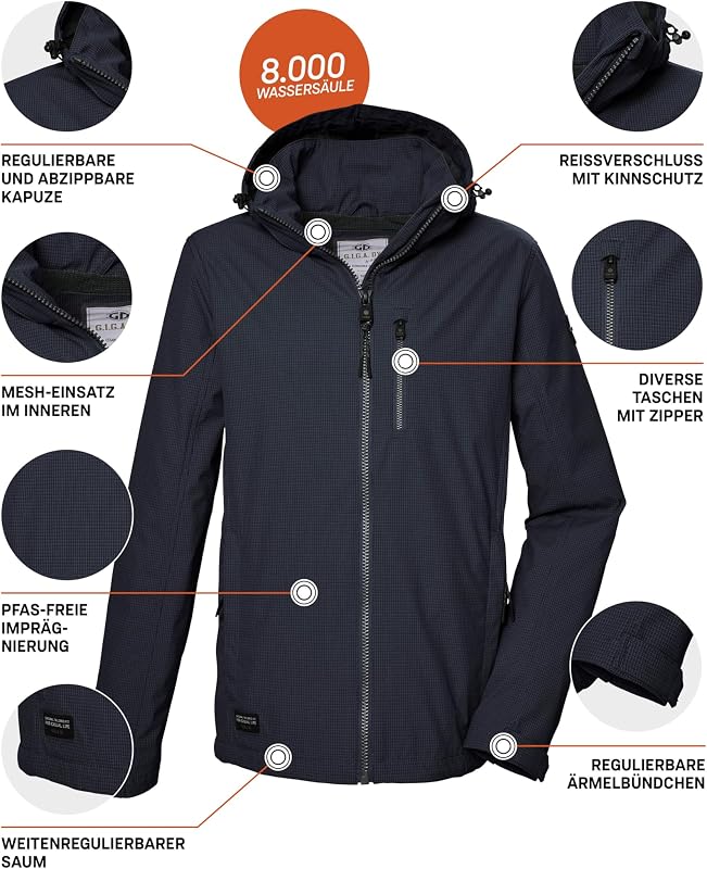 Hombre Chaqueta softshell/chaqueta de exterior con capucha con cremallera GS 82 MN SFTSHLL JCKT, dunkelnavy, XL, 43117-000