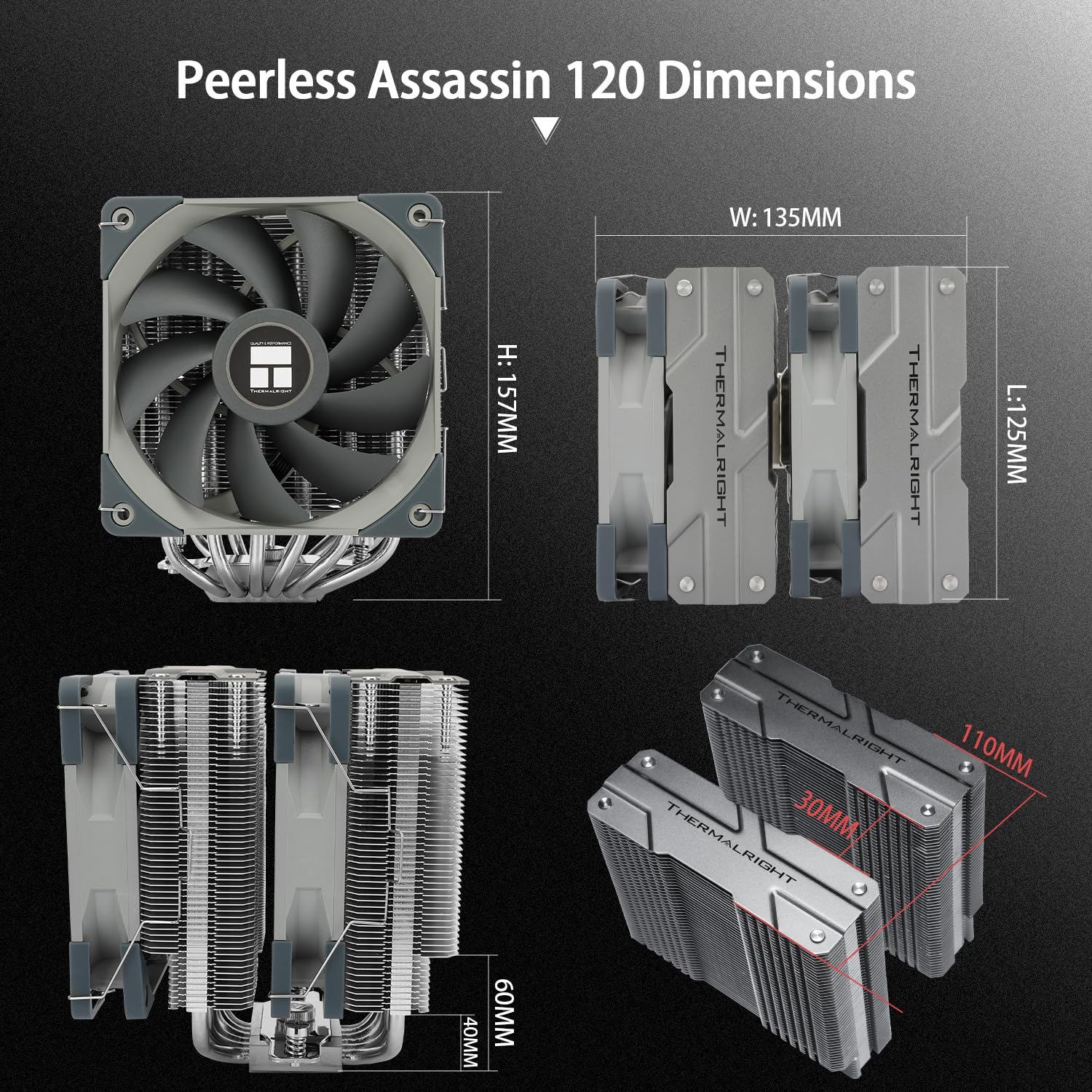 Thermalright Peerless Assassin 120 CPU Air Cooler, 6 Heat Pipes, Dual 120mm TL-C12 PWM Fan, Aluminium Heatsink Cover, AGHP Technology, for AMD AM4/AM5 Intel LGA 1700/1851/115X/1200/2011/2066 (PA120)