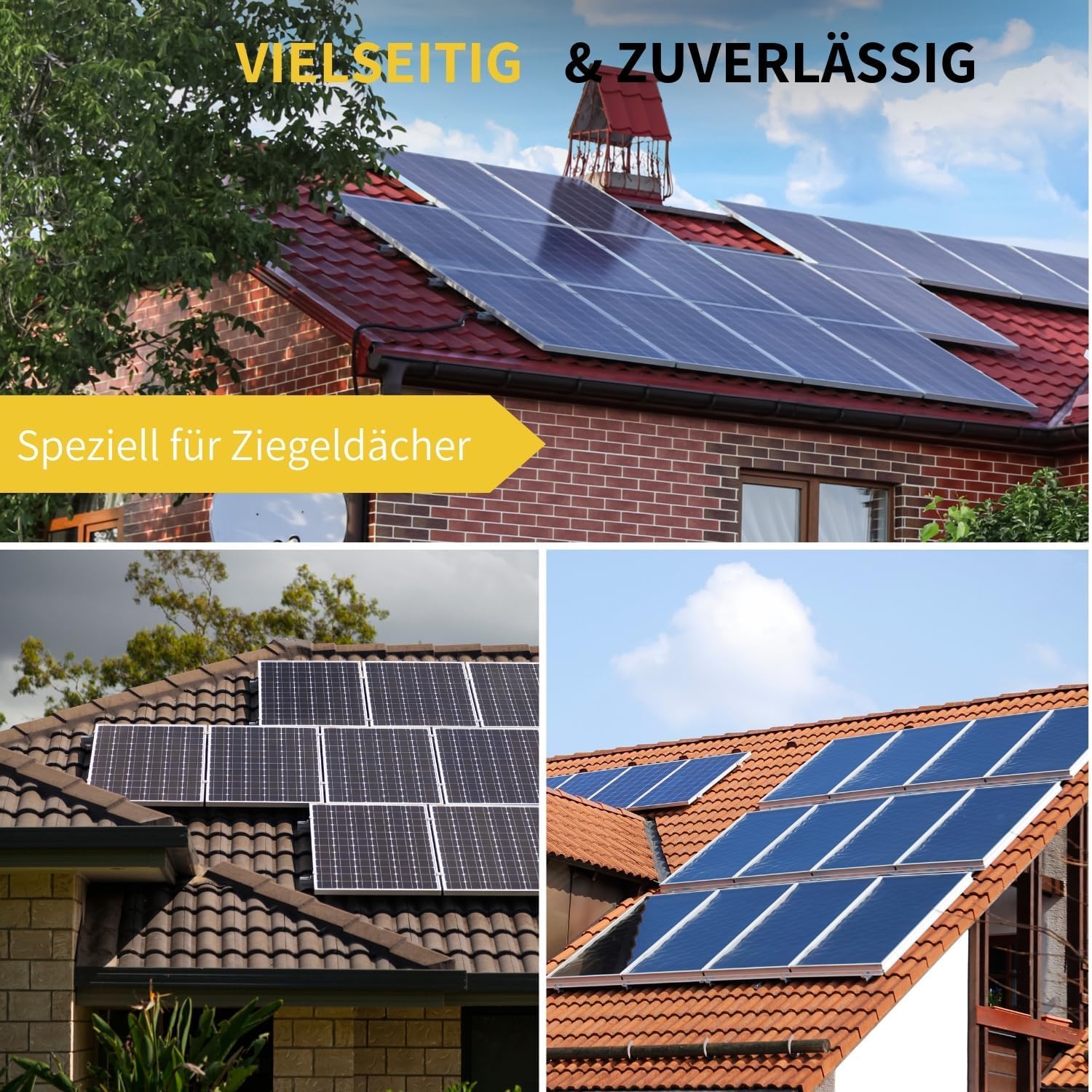 Avoltik Solar Halterung Ziegeldach I Set für 2 PV Module 30-40mm I Solarmodul Halterung Balkonkraftwerk I Solarmodulbefestigungsset für Ziegeldächer aus Edelstahl 1.4301 I PV-Halterung Montageset 7