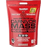 MuscleMeds Carnivor Mass Anabolic Beef Protein Gainer, Big Steer, Vanilla, 15 Pounds