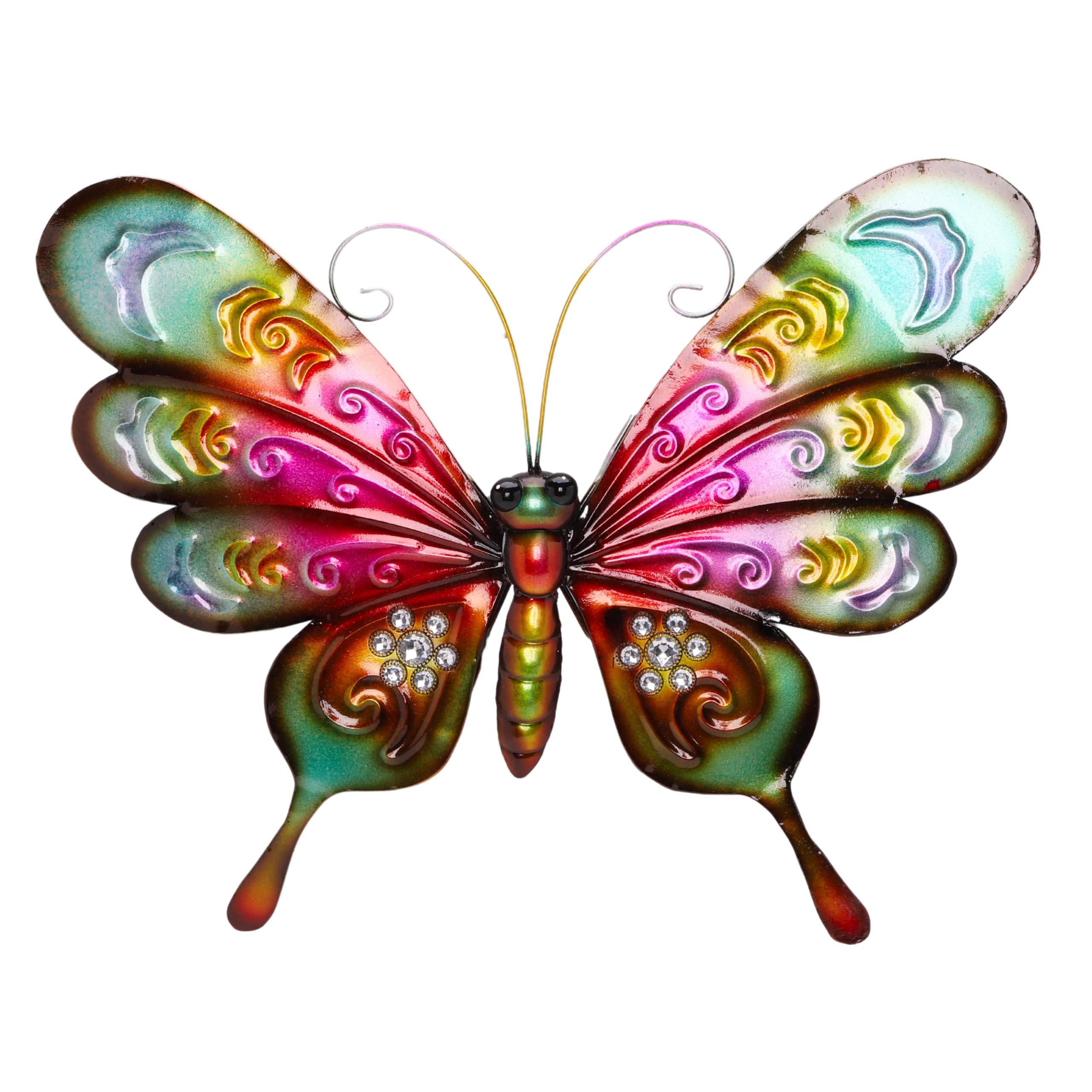 Christmas Concepts® 44cm (17'') Colourful Jewelled Metal Butterfly Wall Art Sculpture- Indoor/Outdoor Garden Decoration