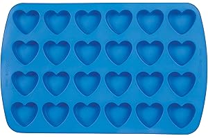 Wilton Easy-Flex Heart-Shaped Silicone Mold, 24-Cavity, Blue, for Ice Cubes, Gelatin, Baking and Candy, 13 x 10.5 in. (33 x 26.7 cm), Red