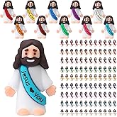 Bememo 150 Pcs Mini Jesus Figures Little Jesus Love You Rubber Action Figures to Hide and Seek for Religious Party Favors Easter Egg Stuffers Sunday Baptism