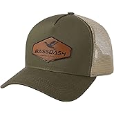BASSDASH Trucker Hat Embroidered Patch Adjustable Baseball Cap Mesh Back Fishing Hat