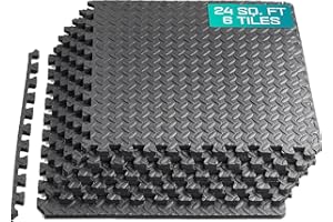 Yes4All EVA Interlocking Exercise Foam Floor Mats with Border - 24 SQ FT - for Gyms, Yoga, and Outdoor Workouts- Available in