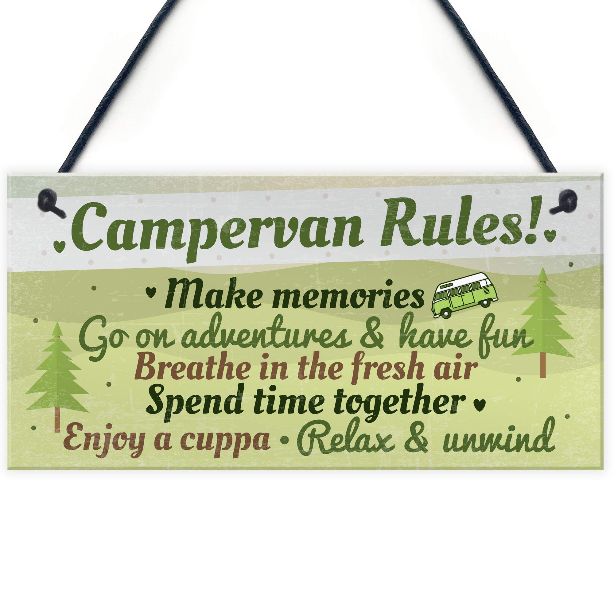 RED OCEAN Novelty Campervan Sign Camper VW Rules Travel Hanging Door Wall Plaque Sign