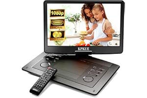KPKUE 18” Portable DVD Player with 15.6-inch 1080P Swivel Screen, HDMI Input, Large Matte Monitor Protect Eyes, 4-Hour Battery Life, Region Free, Support Multi-Disc, Type-C, USB&SD Card for Road Trip