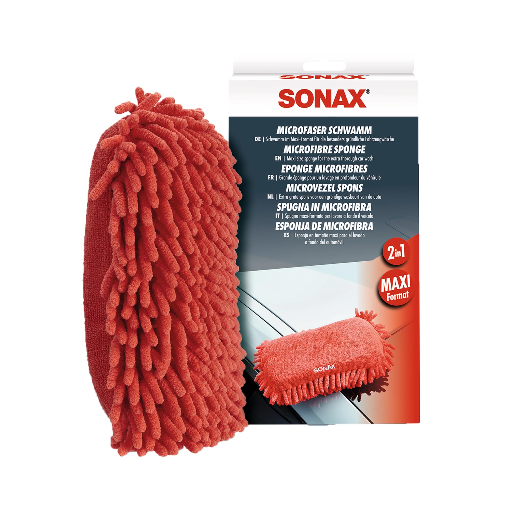 SONAX Microfibre Sponge (1 piece) - XL sponge, highly absorbent. Foams up car shampoo & removes stubborn dirt | Item No. 04281000