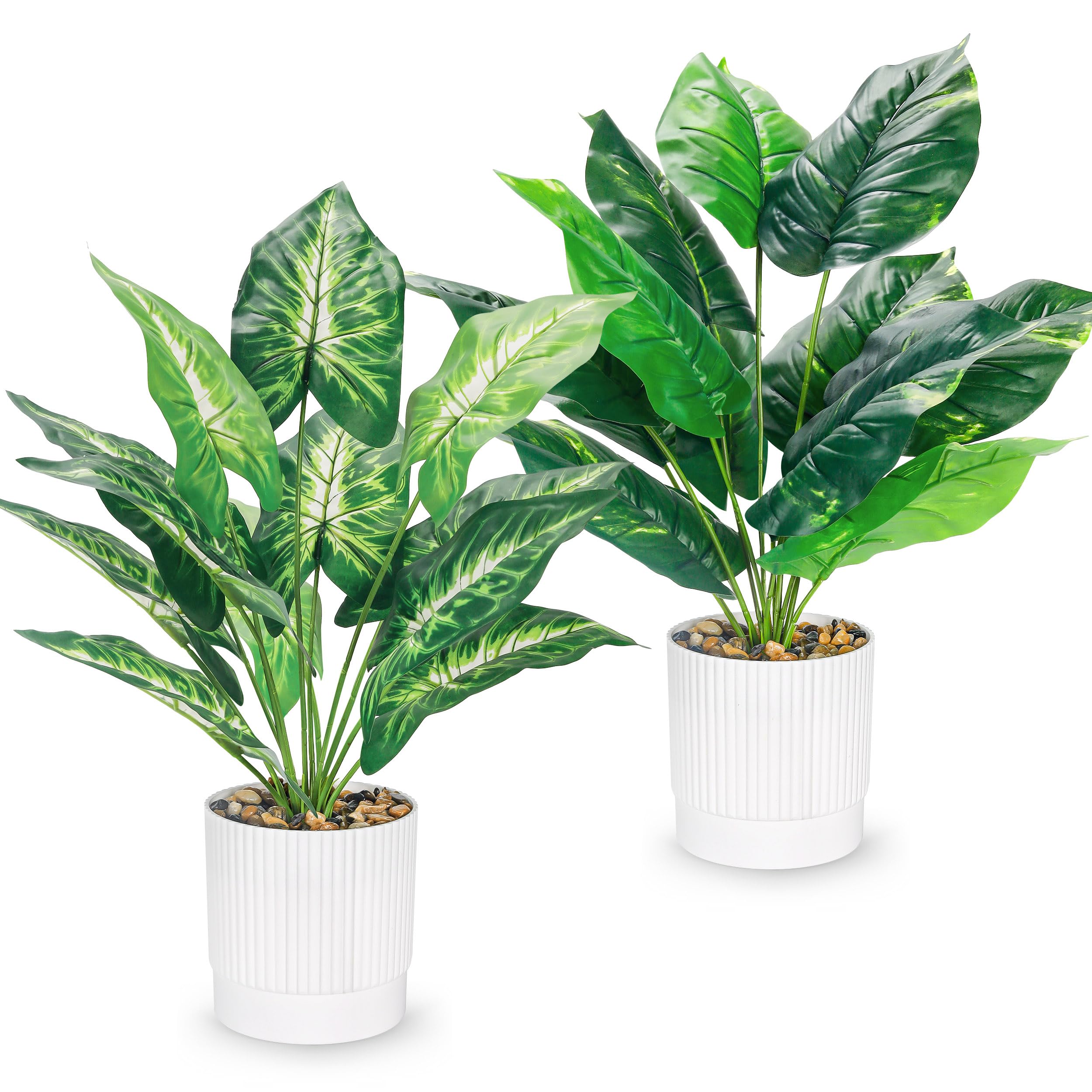Der Rose 2 Pack Fake Plants Artificial Tropical Plants Indoor in White ...