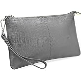 YALUXE Genuine Leather Wristlet Handbags Purses Cell Phone Pocket Clutch Wallet Crossbody Bags for Women