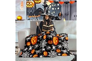 Wajade Spider Web Throw Blanket Halloween Black Blanket, Halloween Spider Web Pumpkin Velvet Fleece for Sofa Bed Couch Chair Dorm 50" x 60"