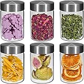 Small Glass Jars with Airtight Lid 6.7oz Round Spice Jars Sugar Coffee Ground Container Storage Canister Jars for Pantry Yogurt Tea Seasoning Nuts Cookies Overnight Oatmeal (6 * 200ml(6.76oz))