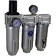 SUPER HEAVY DUTY HIGH FLOW AIR FILTRATION SYSTEM, 2 STAGE PARTICULATE FILTER PLUS OIL REMOVING COALESCING FILTER COMBINATION (1" NPT, MANUAL DRAIN)