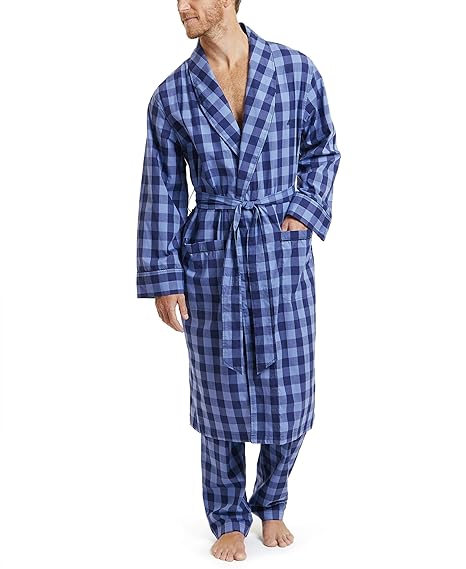 nautica men's long sleeve lightweight cotton woven robe