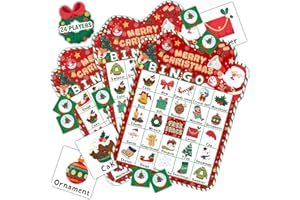 Christmas Bingo Game Set,Puzzle Board Games,Party Interactive Cards for Friends,Party Tabletop Game for 24 Players,Family Gat
