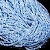 Song Xi 120pcs 3mm Natural Aquamarine Gemstone Beads Faceted Round Loose Stone Beads for Jewelry Making (1 Strand)