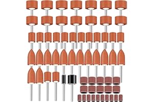 GHZAOCU 64Pcs Sanding Bits for Dremel Rotary Tools, 1/8" Shank Aluminum Oxide Grinding Stones and Sanding Drill Bits, Durable for Metal Rust Removal, Smoothing, Sharpening, Multiple Shapes to Meet More Needs