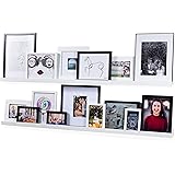 Wallniture Denver Modern Wall Mount Floating Shelves – Long Narrow Picture Ledge - 56 Inch Long White Set of 2 - Mounting Har