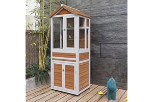 BIRASIL Bird Cages with Stainless Steel Bowl, Outdoor Bird Aviary with Pull Out Tray for Cockatiels, Indoor Dove Cage with Perch for Multiple Small to Medium Birds Finches Canaries Cockatiels