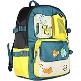 Bioworld Pokemon 16" Backpack Pikachu Eevee Charmander Squirtle Bulbasaur Utility Travel Laptop Multipurpose Backpack