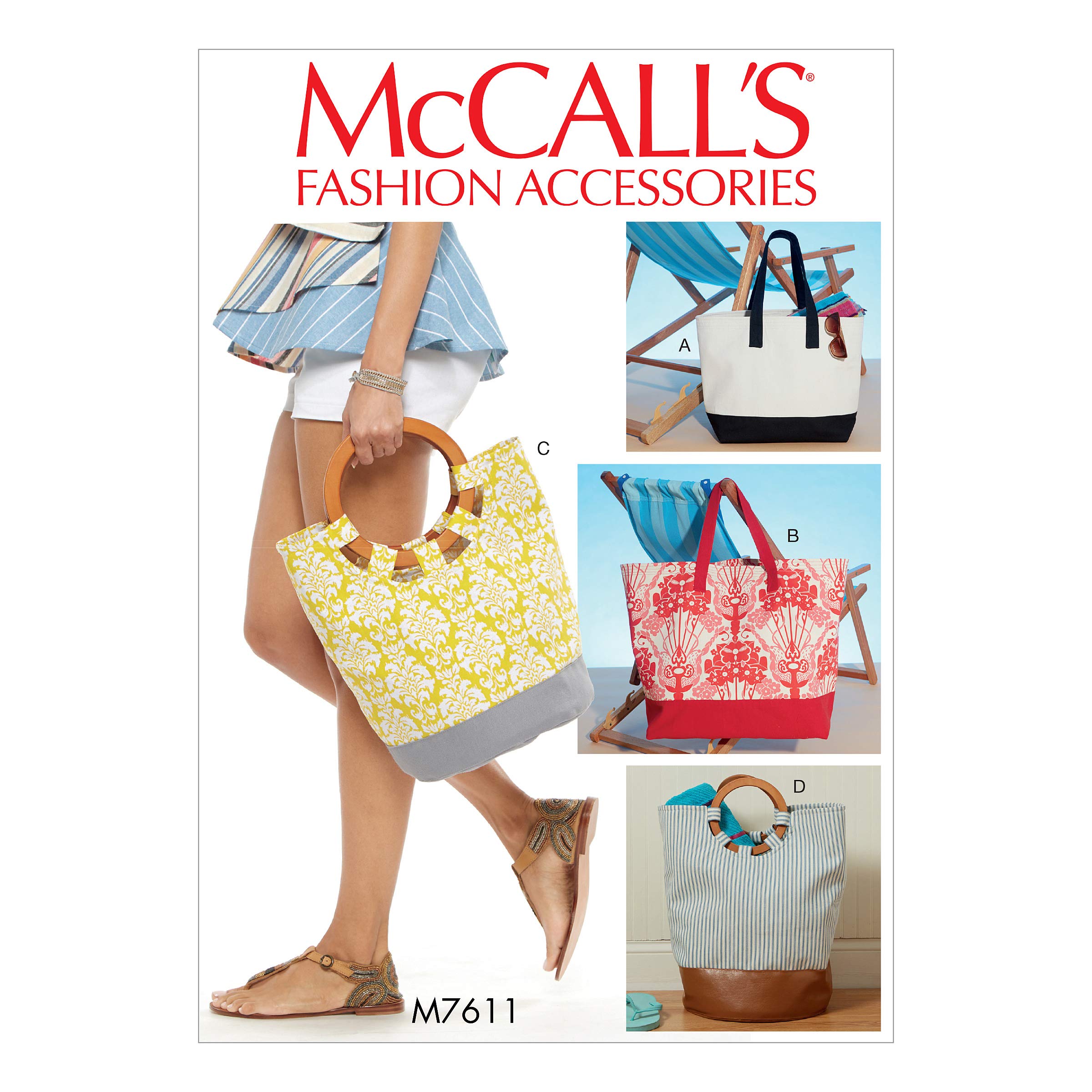 Mccall's Patterns 7611 OS Tote Bags, Multi-Colour