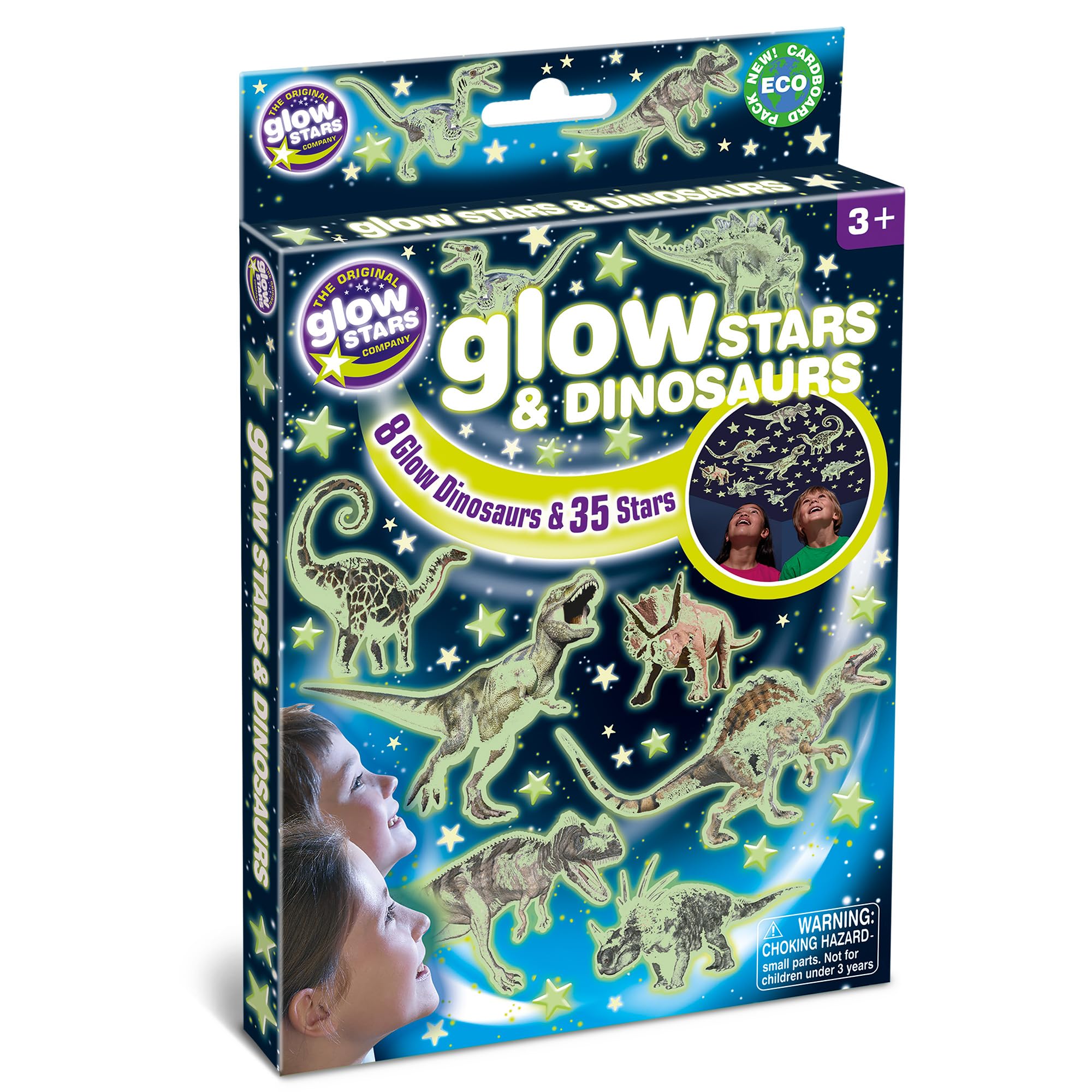The Original Glowstars – Glow in the Dark Stars & Dinosaurs, Realistic Ceiling & Wall Stickers for Kids' Bedroom, Educational Dinosaur and Space Room Decor, Glow Galaxy & Dino Kit — image 1