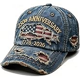 US 250th Anniversary Celebration Casual Hat, Adjustable 1776-2026 Patriotic Cap for Men Women