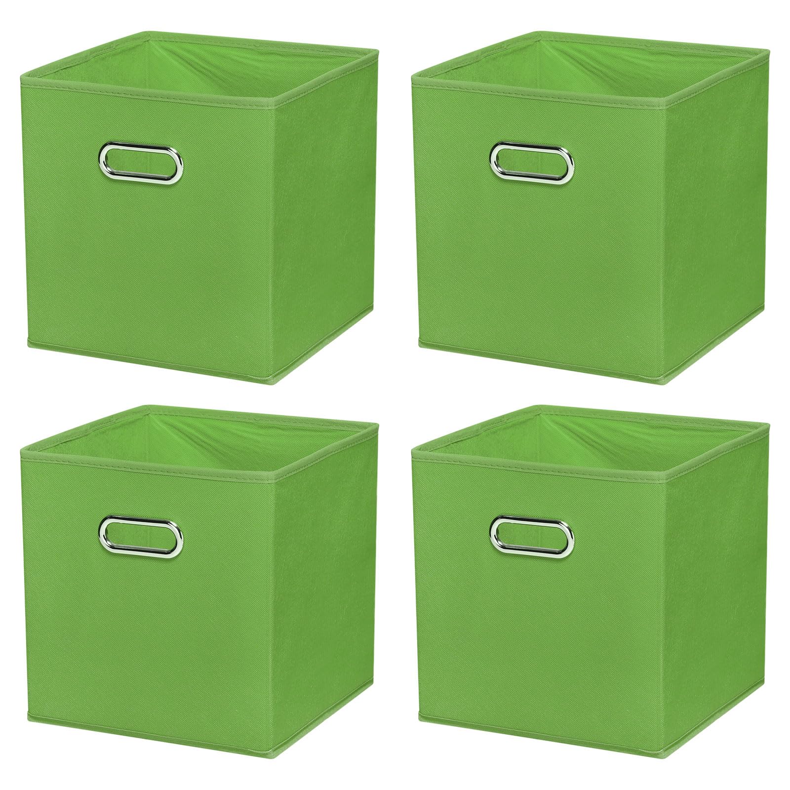PATIKIL Foldable Storage Cube Bins, 4 Pcs Fabric Storage Bins Cube Organizer with Handle for Home Bedroom Shelf Closet Organization, Green (13"x13"x13")