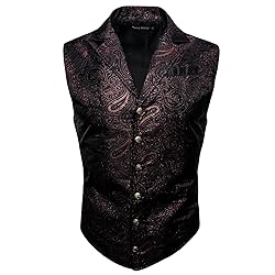 Barry.Wang Mens Black Red Paisley Victorian Suit