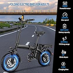 Folding Electric Bike for Adults, 14" Ebike 500W
