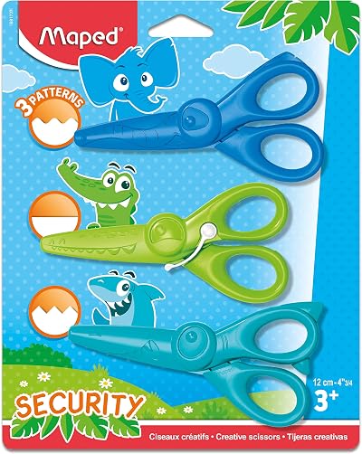 Maped Kidicraft Safety Craft Scissors Pack of 3 Zig Zag Curves Straight