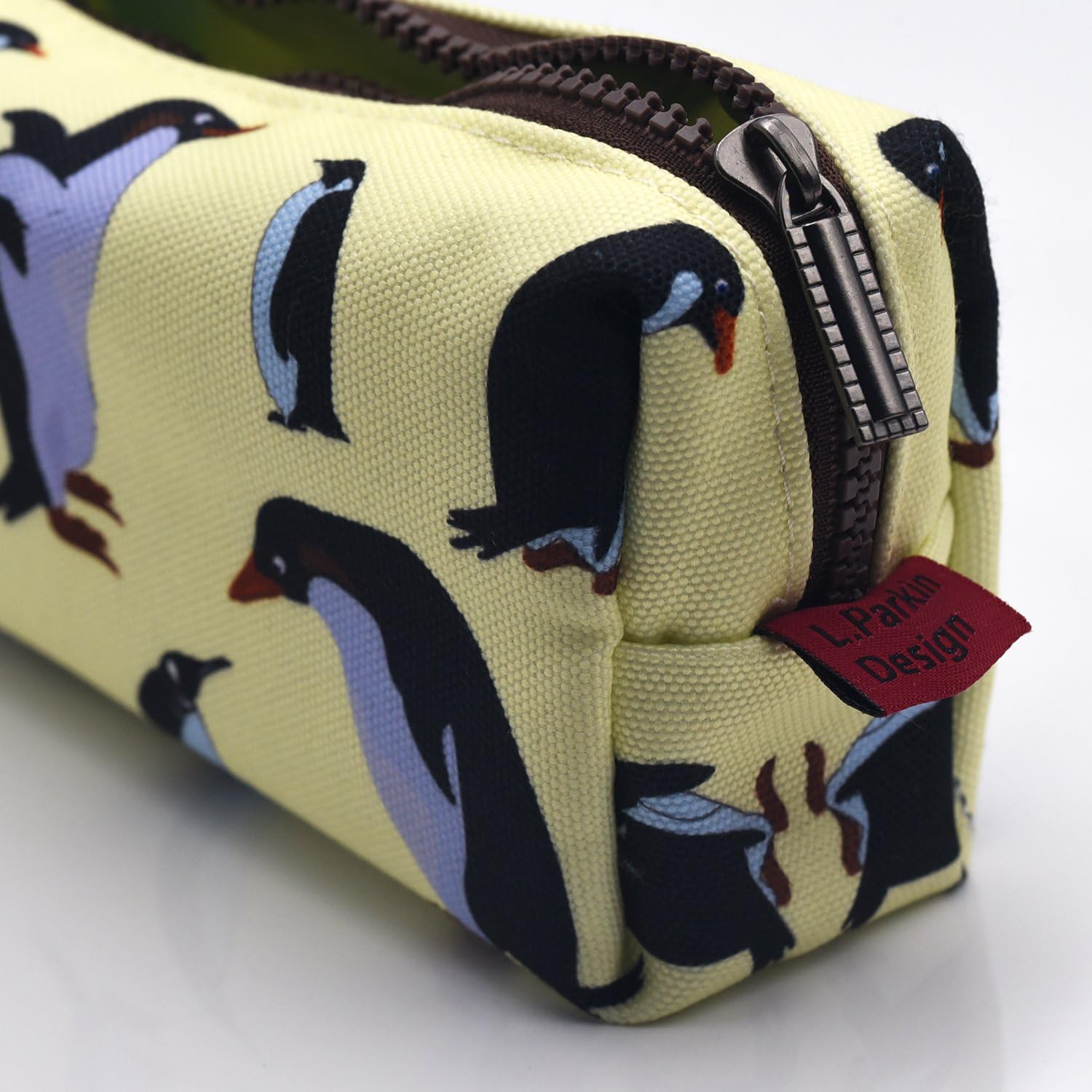 LParkin Penguins Canvas Pencil Case Pen Bag Pouch Stationary Case Makeup Cosmetic Bag Gadget Box, White - Image 5