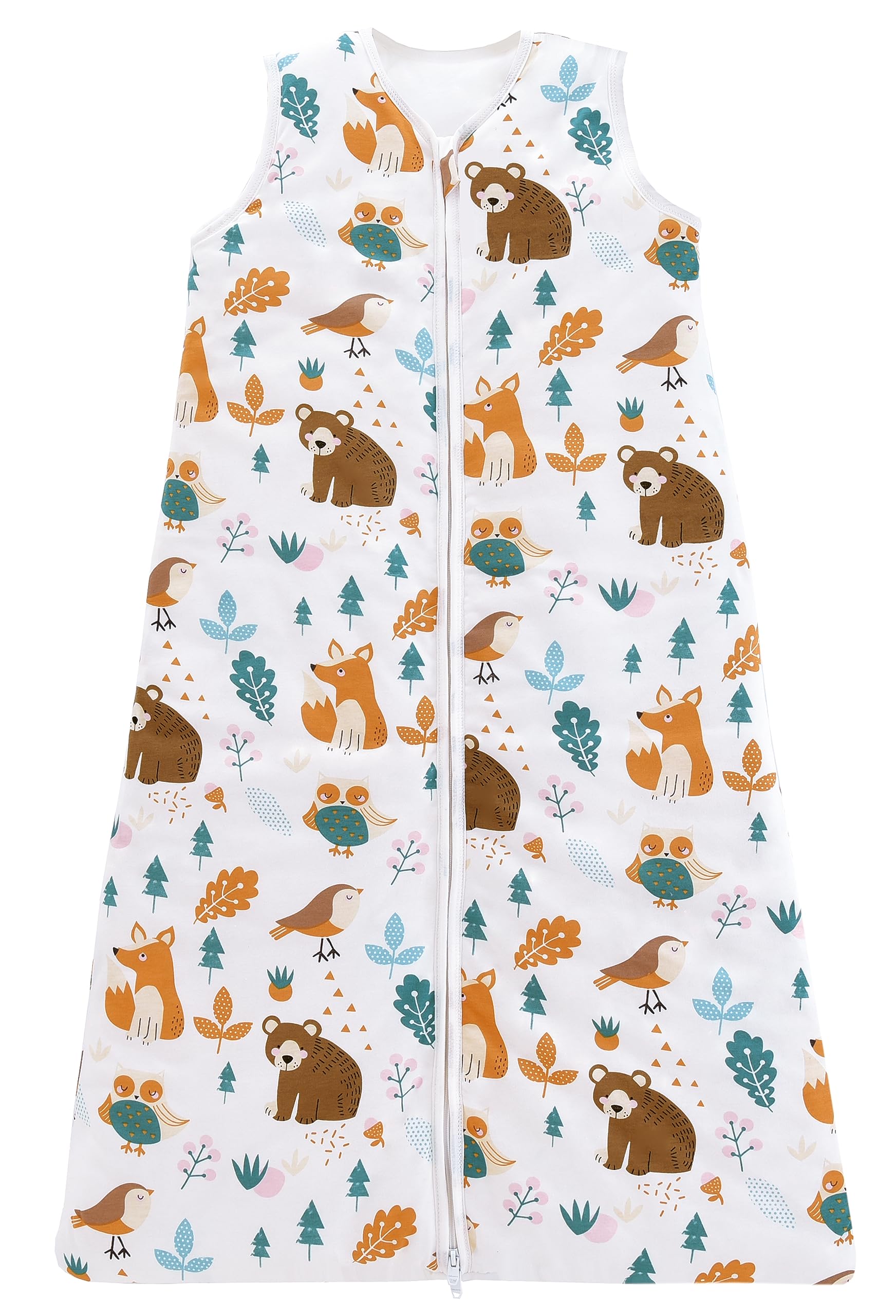 Chilsuessy Baby Sleeping Bag 2.5 tog Toddler Sleeping Bag 100% Cotton Nursery Bedding Kids Wearable Blanket Sleeping Sack for Infant Boys Girls, Bear Forest, 110cm/3-4 Years