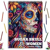 Sugar Skull Coloring Book for Adult Women Relaxation, Spiral Bound, Printed Single-Sided, Adult Coloring Book for Women with 24 Pages Arts and Crafts Sugar Skull Mindfulness Gift