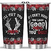 4LIEUBASMI Hair Stylist Gifts for Her - I'll Cut You 20oz Stainless Steel Tumbler with Lid - Thank You Cup Mug for Hairdresser Cosmetology Salon Owner Beautician