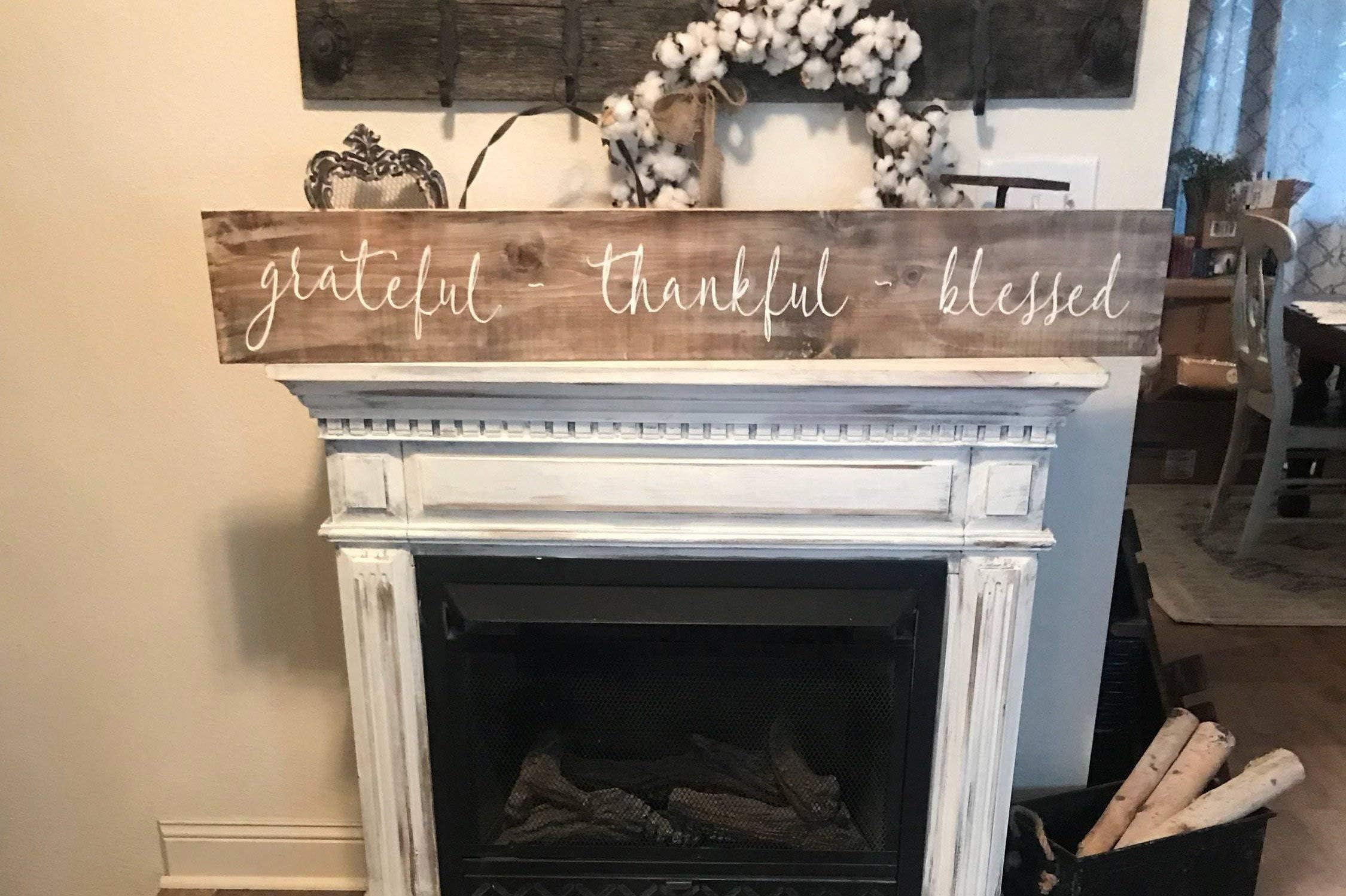Evan332Eddie Grateful thankful blessed sign farmhouse wall decor blessed sign thankful sign grateful sign sign farmhouse sign