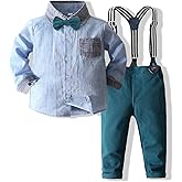 Kimocat Baby Boy Clothes Gentleman Clothing Suit for Newborn Baby Bow Tie Shirt + Suspender Trousers