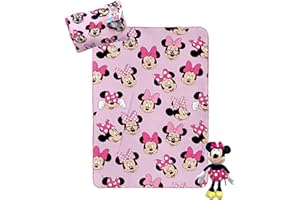 Jay Franco Disney Minnie Mouse Travel Set - 3 Piece Kids Travel Set Includes Blanket, Pillow, & Plush