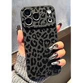 Jusnfu for iPhone 18 Pro/17 Pro Case 6.3 Inch, Aesthetic Leopard Goth Phone Case for Women Girls Men, Slim Silicone Protective Phone Cover for iPhone 18/17 Pro, Black Leopard