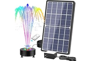 AISITIN 14W Rechargeable Solar Fountain with 4400mAh Battery, LED Colorful Lights, Remote Control & Superior Solar Glass Panels, DIY Solar Powered Water Fountain Pump for Bird Bath, Pond