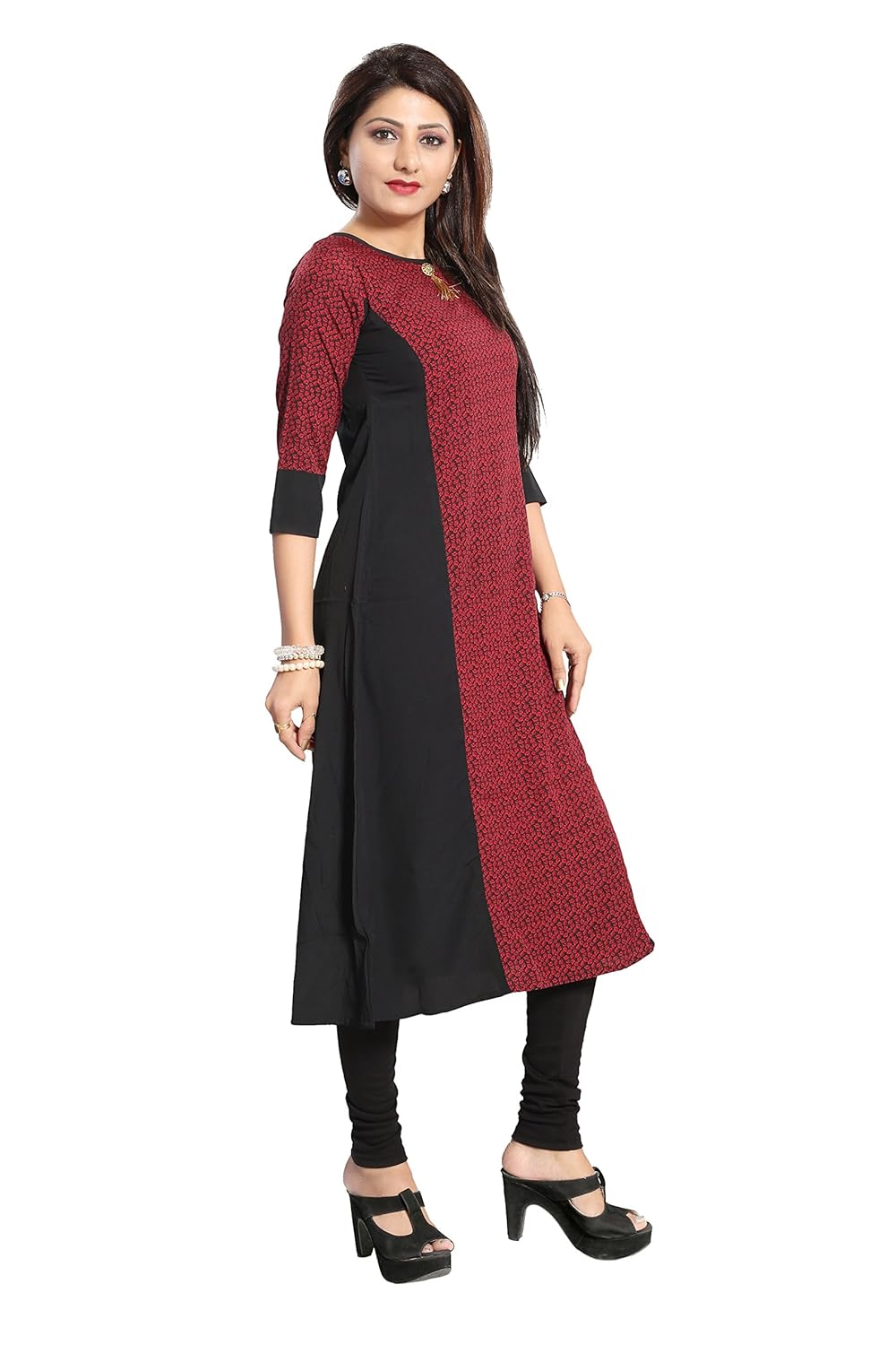 alc creations women's faux crepe a-line kurti